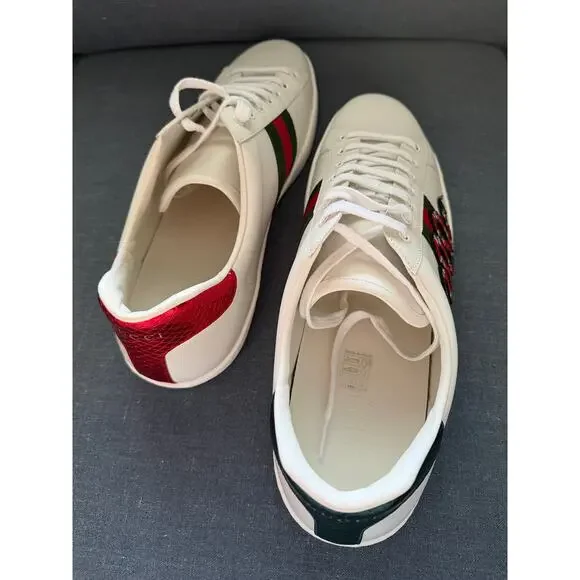 NEW AUTHENTIC Gucci Ace Embroidered Snake Sneakers Men Size 16.5 US Leather - Picture 11 of 13